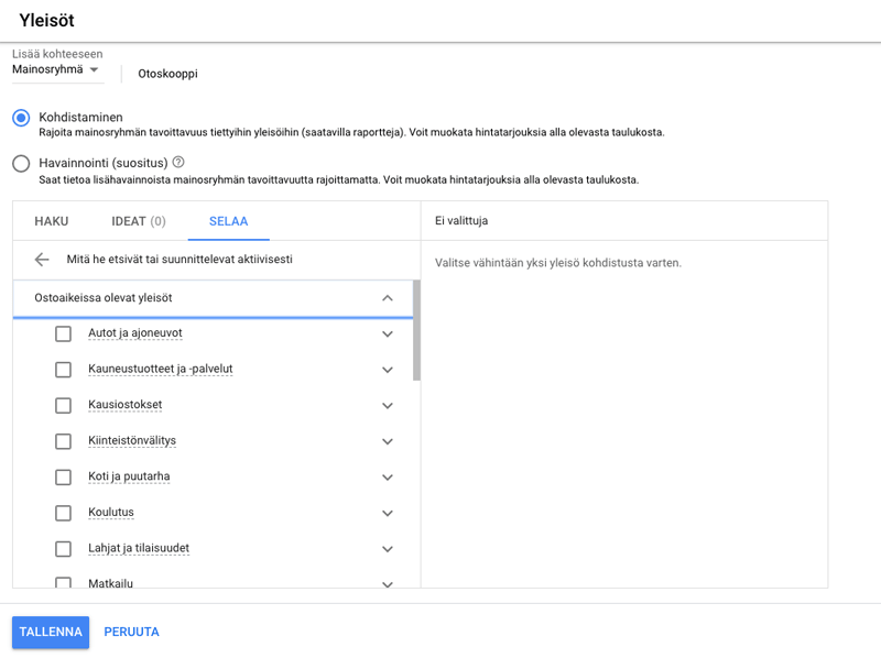 Google Ads yleisöt 1