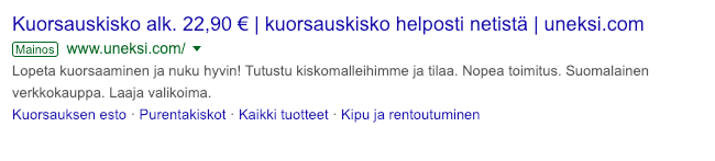 Google Ads esimerkkimainos