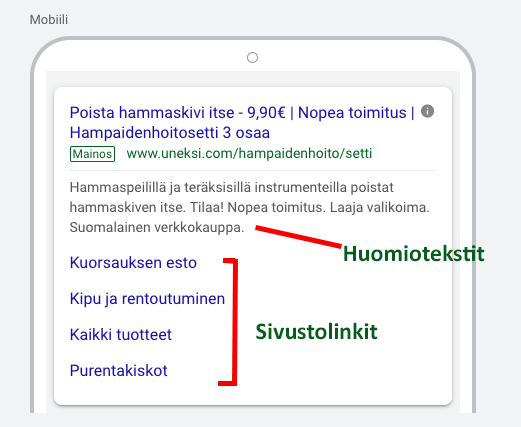 Google Ads laajennokset